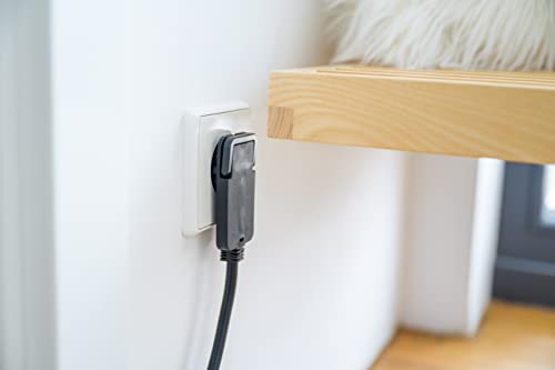 Brennenstuhl Qualitäts-Kunststoff-Verlängerungskabel mit Flachstecker (Verlängerungskabel flach für innen mit 10m Kabel) schwarz