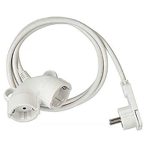 Brennenstuhl Qualitäts-Kunststoff-Verlängerungskabel mit Flachstecker (Verlängerungskabel flach für innen mit 10m Kabel, Strom-Verlängerungskabel mit Doppelsteckdose, 2-fach Verlängerungskabel) weiß