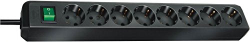 Brennenstuhl 1159300018 Eco-Line Steckdosenleiste mit Schalter 8-Fach 3m (3er Set), Schwarz, 3 Stück