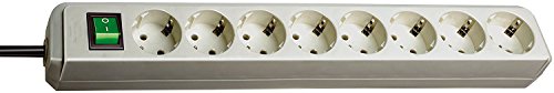Brennenstuhl Eco-Line, Steckdosenleiste 8-fach (mit Schalter und 3m Kabel - besonders stromsparend) (3er Set | lichtgrau)