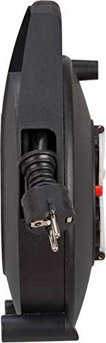 Brennenstuhl Vario Line Kabelbox 3-fach mit USB/Mini-Kabeltrommel für den Innenbereich (Indoor-Kabeltrommel mit USB-Ladefunktion und 10m Kabel, Made in Germany) schwarz