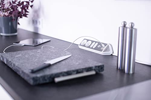 brennenstuhl Estilo Ecksteckdosenleiste 4-Fach (Tischsteckdose mit Edelstahloberfläche, Ecksteckdose mit 2X Schutzkontakt-Steckdosen, 2X Euro-Steckdosen, inkl. USB-Ladefunktion) Silber/weiß