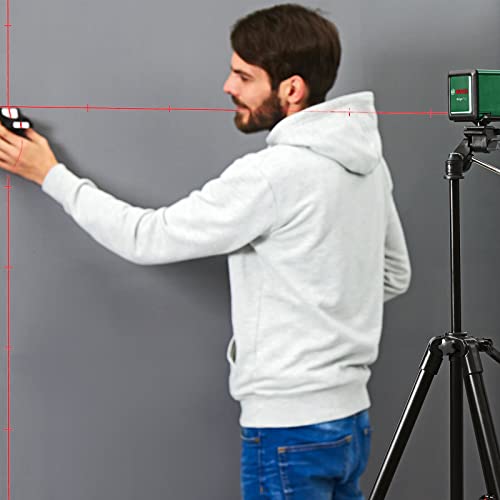Bosch Kreuzlinienlaser Quigo Plus mit Stativ (einfaches Ausrichten in gleichen und variablen Abständen dank Markierungen auf der Laserlinie)