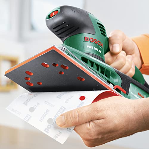 Bosch DIY Schwingschleifer PSS 300 AE, Schleifblatt P120, Bosch Microfilter, Koffer (250 W, Schwingzahl 14.000-24.000 min-1, Schleiffläche rechteckig 262 cm² (114 x 230 mm))