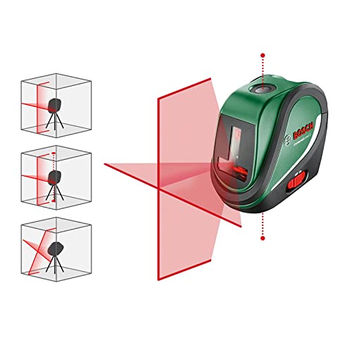 Bosch Kreuzlinienlaser UniversalLevel 2 mit Stativ (Laserkreuz inkl. integrierter Lotpunkte für präzises Ausrichten und einfache Transferanwendung)