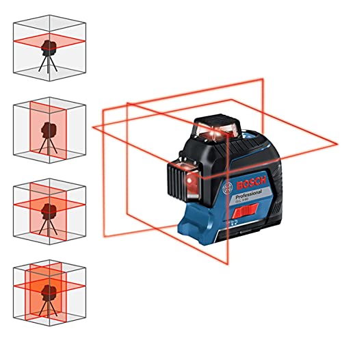 Bosch Professional Linienlaser GLL 3-80 (roter Laser, max. Arbeitsbereich: 30 m, 4x AA Batterie, im Handwerkerkoffer), Blau