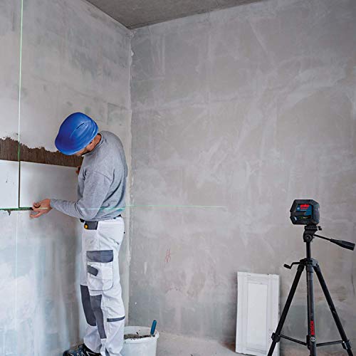Bosch Professional Linienlaser GCL 2-50 G (grüner Laser, Halterung RM 10, Deckenklammer, sichtbarer Arbeitsbereich: bis 15 m, 4x AA-Batterie, in Kartonschachtel), Schwarz