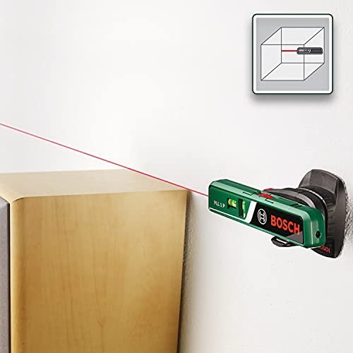 Bosch Laser-Wasserwaage PLL 1 P mit Wandhalterung (Laserlinie zur flexiblen Ausrichtung an Wänden und Laserpunkt zur einfachen Höhenübertragung)