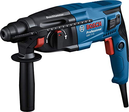 Bosch Professional Bohrhammer GBH 2-21 (mit SDS plus, inkl. 3x Drill Bit SDS plus, (6/8/10 mm), Zusatzhandgriff, Maschinentuch, Tiefenanschlag, im Handwerkerkoffer)