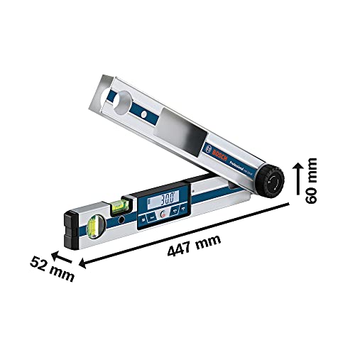 Bosch Professional Digitales Winkelmessgerät GAM 220 MF (Berechnung von Gehrungswinkeln, Schenkellänge: 0 - 220º, Länge: 40 cm)
