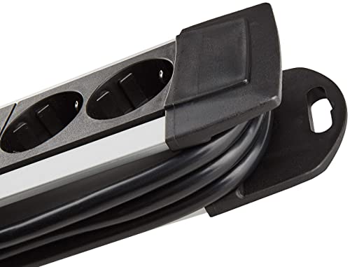 Brennenstuhl Premium-Alu-Line, Steckdosenleiste 6-Fach/Steckerleiste aus hochwertigem Aluminium (Mehrfachsteckdose mit Schalter und 3m Kabel, Made in Germany) Silber/schwarz
