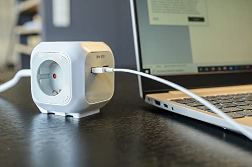 Brennenstuhl ALEA-Power USB-Charger Steckdosenblock/Steckdosenwürfel 4-fach (mit 2x USB, 1,4m Kabel und erhöhtem Berührungsschutz)