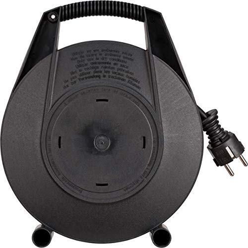 Brennenstuhl Vario Line Kabelbox 3-fach mit USB/Mini-Kabeltrommel für den Innenbereich (Indoor-Kabeltrommel mit USB-Ladefunktion und 10m Kabel, Made in Germany) schwarz