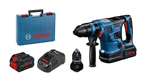 Bosch Professional BITURBO Akku-Bohrhammer GBH 18V-34 CF (mit SDS plus Wechselfutter, 5,8 J, inkl. Bluetooth Modul, 2x8.0 Ah ProCORE18V Akku, Ladegerät GAL 1880 CV, im Handwerkerkoffer)