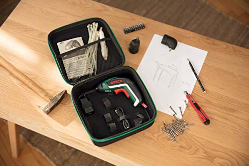 Bosch Akkuschrauber IXO Set (Winkelaufsatz und Exzenteraufsatz, 10 Bits, USB-Ladegerät, Softcase, 3,6 Volt, 1,5 Ah), Klassisch grün