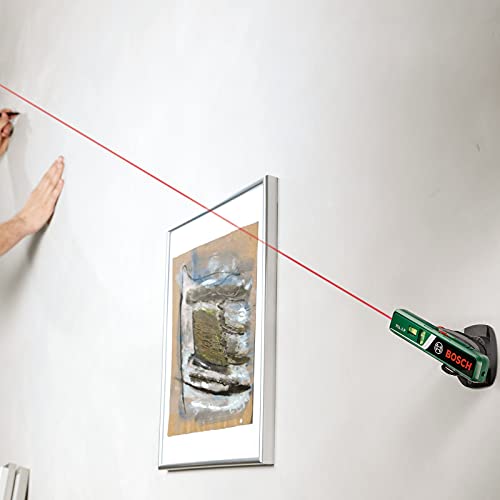 Bosch Laser-Wasserwaage PLL 1 P mit Wandhalterung (Laserlinie zur flexiblen Ausrichtung an Wänden und Laserpunkt zur einfachen Höhenübertragung)