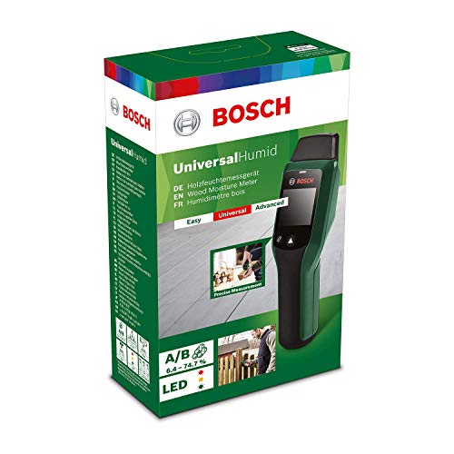 Bosch Feuchtigkeitsmessgerät UniversalHumid (präzise Ergebnisse dank Holzgruppenauswahl und LED-Ampel zureinfachen Interpretation)