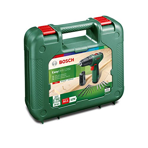 Bosch Akku Bohrschrauber EasyDrill 1200 (2 Akku, 12tlg. Zubehör-Set, 12 Volt System, im Koffer)