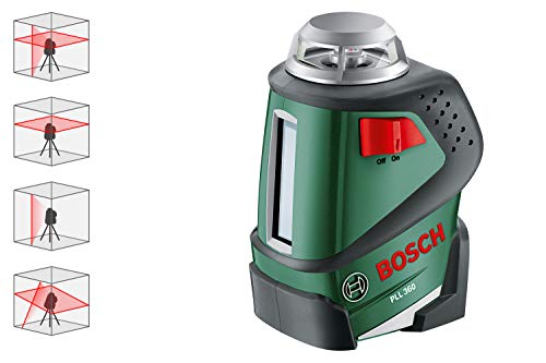 Bosch Kreuzlinienlaser PLL 360 Set (Stativ, 4x AA-Batterien, Schutzasche, Arbeitsbereich 20 m, Messgenauigkeit ± 0,4 mm/m)