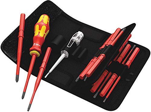 Wera 05003484001 Kraftform Kompakt VDE 16 extra slim 1, Isolierter Schraubendreher Wechselklingen Satz, 16-teilig