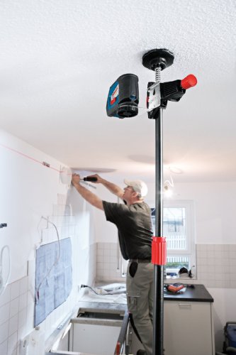Bosch Professional Teleskopstange für Laser und Nivelliergeräte BT 350 (Höhe: 140–350 cm, 3 Sektionen)