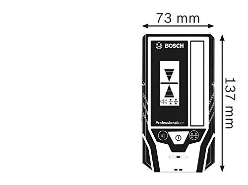 Bosch Professional Laserempfänger LR 7 (roter und grüner Strahl, 2 x AAA Batterien, Reichweite: 5-50 m, Schutztasche) Blau