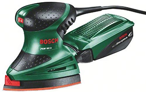 Bosch Multischleifer PSM 160 A, 3 Schleifblätter, Karton (160 W, Schwingzahl 24.000 min-1, Schwingkreis-Ø 1,6 mm)