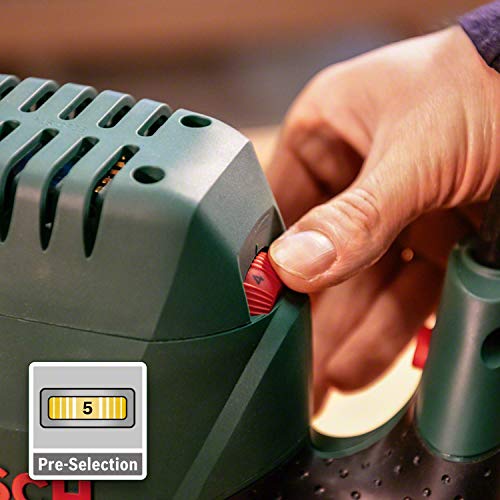 Bosch DIY Oberfräse POF 1400 ACE, Absaugadapter, Gabelschlüssel, Kopierhülse, Nutfräser, Parallelanschlag, Zentrierstift, 3 Spannzangen, Koffer (1400 W, Werkzeugaufnahme 6 mm)