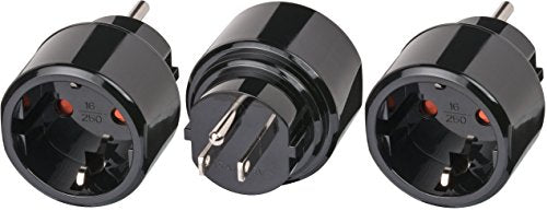 3er Pack Brennenstuhl Reisestecker/-adapter Schutzkontakt für USA, Japan schwarz, 1508550 (3, A
