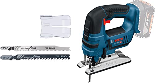 Bosch Professional 18V System Akku Stichsäge GST 18 V-LI B (Bügelversion, Schnitttiefe in Holz/Alu/Metall: 120/20/8 mm, 3 Stichsägeblätter, Spanreißschutz, ohne Akkus und Ladegerät, im Karton)