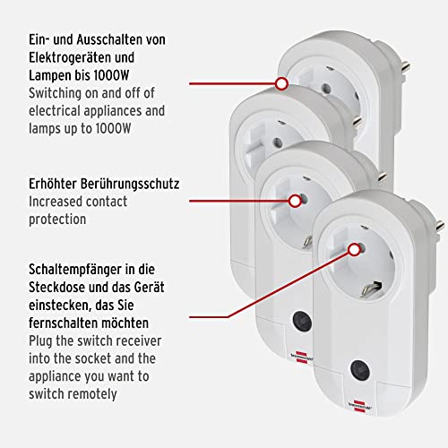 6er Packung Brennenstuhl Adapterstecker Schutzkontakt mit Schalter, 1508070