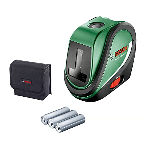 Bosch Kreuzlinienlaser UniversalLevel 2 (Laserkreuz inkl. integrierter Lotpunkte für präzises Ausrichten und einfache Transferanwendung)