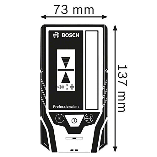 Bosch Professional Laserempfänger LR 7 (roter und grüner Strahl, 2 x AAA Batterien, Reichweite: 5-50 m, Schutztasche) Blau
