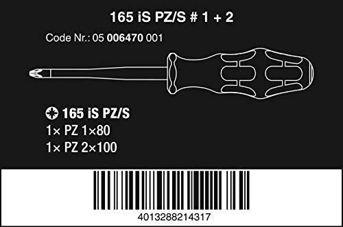 Wera 05006470001 165 iS PZ/S # 1 + 2, VDE-isolierter Schraubendrehersatz mit reduziertem Klingendurchmesser, PZ/S # 1 + 2