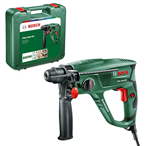 Bosch Bohrhammer PBH 2500 RE (SDS Bohrfutter, Tiefenanschlag, Zusatzhandgriff, Koffer (600 W, Bohr-Ø Beton 22 mm))