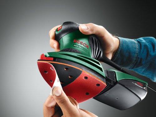 Bosch Multischleifer PSM 160 A, 3 Schleifblätter, Karton (160 W, Schwingzahl 24.000 min-1, Schwingkreis-Ø 1,6 mm)