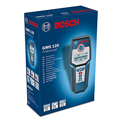 Bosch Professional digitales Ortungsgerät GMS 120 (max. Detektionstiefe Holz/Eisenmetalle/Nichteisenmetalle/spannungsführende Leitungen: 38/120/80/50 mm, im Karton)
