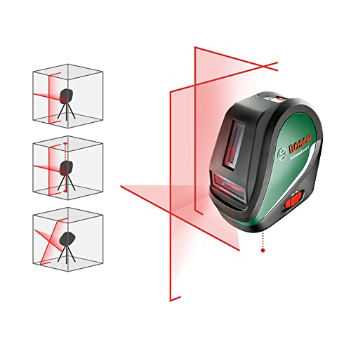 Bosch Kreuzlinienlaser UniversalLevel 3 mit Stativ (3 Laserlinien inkl. vertikaler Linie im 90°-Winkel für ein zusätzlichem Laserkreuz an der Decke und Lotpunkt unten für präzise Ausrichtungen)