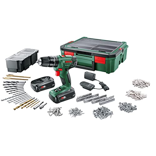Bosch Akku-Schlagbohrschrauber PSB 1800 Li-2 inkl.: 2x 18 V Akkus 1, 5 Ah, 1 x Zubehör 241-tlg, 1 x Systemkoffer