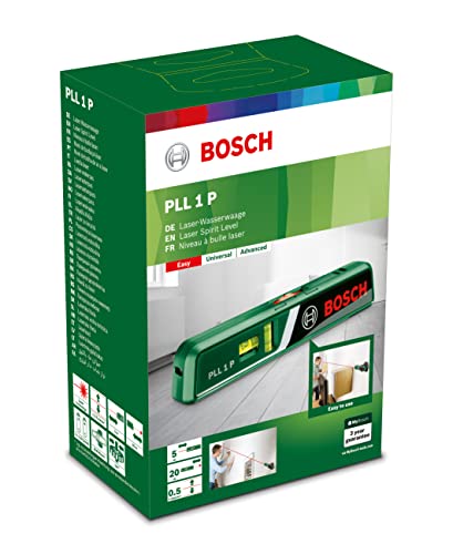 Bosch Laser-Wasserwaage PLL 1 P mit Wandhalterung (Laserlinie zur flexiblen Ausrichtung an Wänden und Laserpunkt zur einfachen Höhenübertragung)