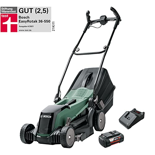 Bosch Home and Garden Akku Rasenmäher EasyRotak 36-550 (36 V, 1 Akku 4,0 Ah, Schnittbreite: 37 cm, Rasenflächen bis 550 m2, im Karton) Neues Design | EasyRotak