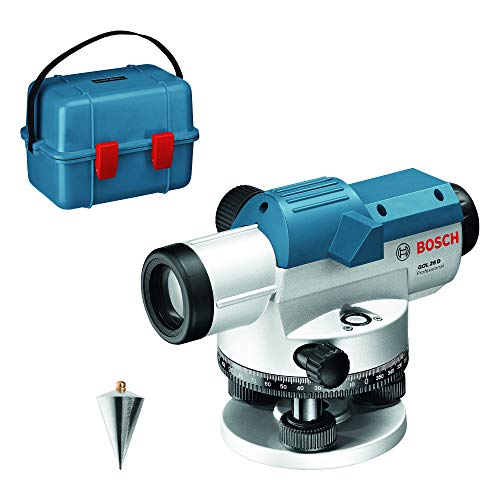 Bosch Professional Optisches Nivelliergerät GOL 26 D (26-fache Vergrößerung, Maßeinheit: 360 Grad, Arbeitsbereich: bis zu 100 m, im Transportkoffer)
