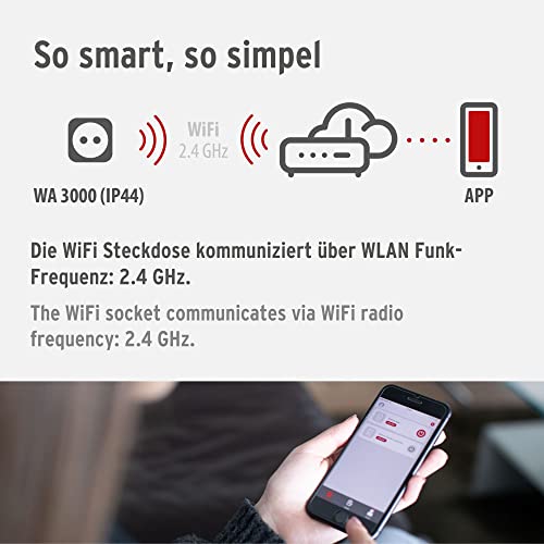 Brennenstuhl Connect WLAN Steckdose WA 3000 XS02 für außen IP44 (WIFI Steckdose Outdoor 2.4 GHz kompatibel mit Alexa und Google Assistant, smarte Steckdose mit Zeitschaltuhr, kostenlose App)