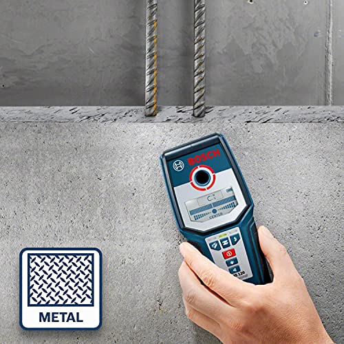 Bosch Professional digitales Ortungsgerät GMS 120 (max. Detektionstiefe Holz/Eisenmetalle/Nichteisenmetalle/spannungsführende Leitungen: 38/120/80/50 mm, im Karton)