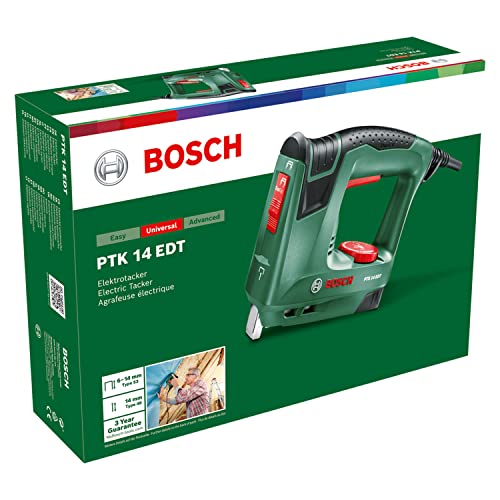 Bosch Elektrotacker PTK 14 EDT, 1000 Klammern, Karton (30 min-1 Schläge, Nägel: 14 mm, 1,1 kg)