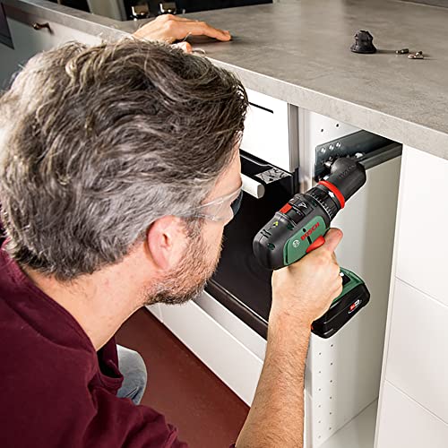 Bosch Akkuschrauber AdvancedDrill 18 Set (mit Akku, 18 Volt System, 3 Aufsätze, im Koffer)
