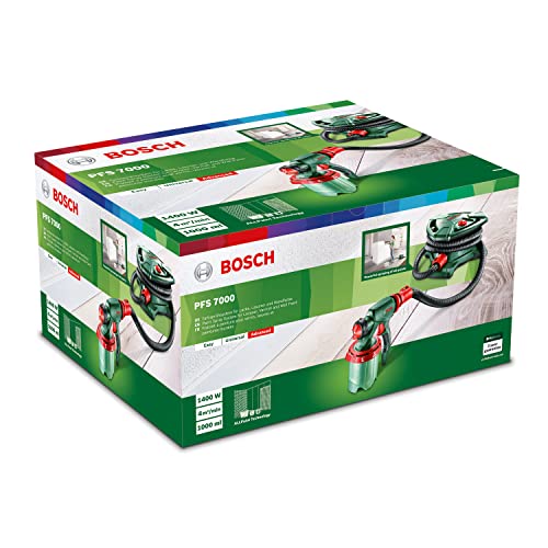 Bosch Farbsprühsystem PFS 7000 (1400 W, 2x Farbbehälter 1000 ml, 3x Düsen für Wandfarben, Lackfarben, Lasuren, Farbfilter, Reinigungsbürste, im Karton)