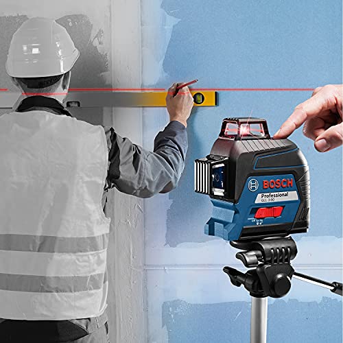 Bosch Professional Linienlaser GLL 3-80 (roter Laser, max. Arbeitsbereich: 30 m, 4x AA Batterie, im Handwerkerkoffer), Blau
