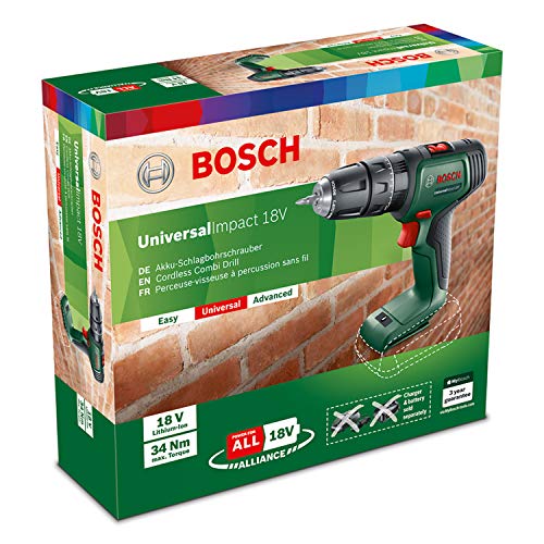 Bosch Akku Schlagbohrschrauber UniversalImpact 18V (ohne Akku, 18 Volt System, im Karton)