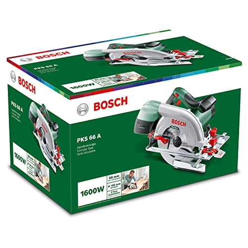 Bosch Kreissäge PKS 66 A (Präzises Sägen in Holz, 1600 Watt, max. Schnitttiefe 66 mm, im Karton)